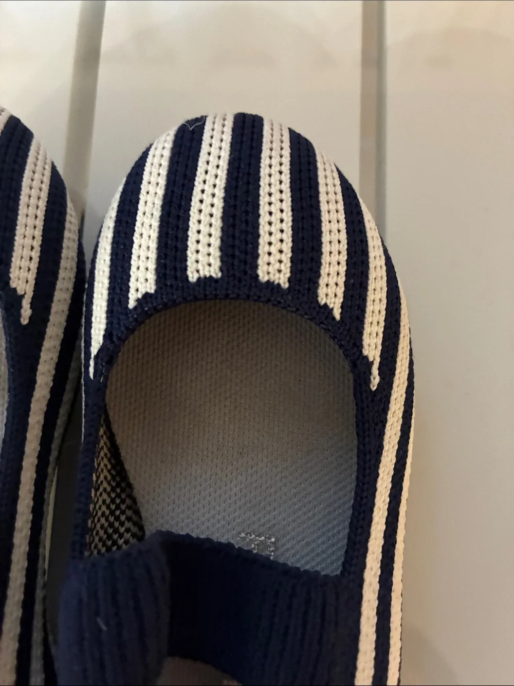Rothy’s Navy & White Striped Kids Mary Jane Shoes- New-size 8